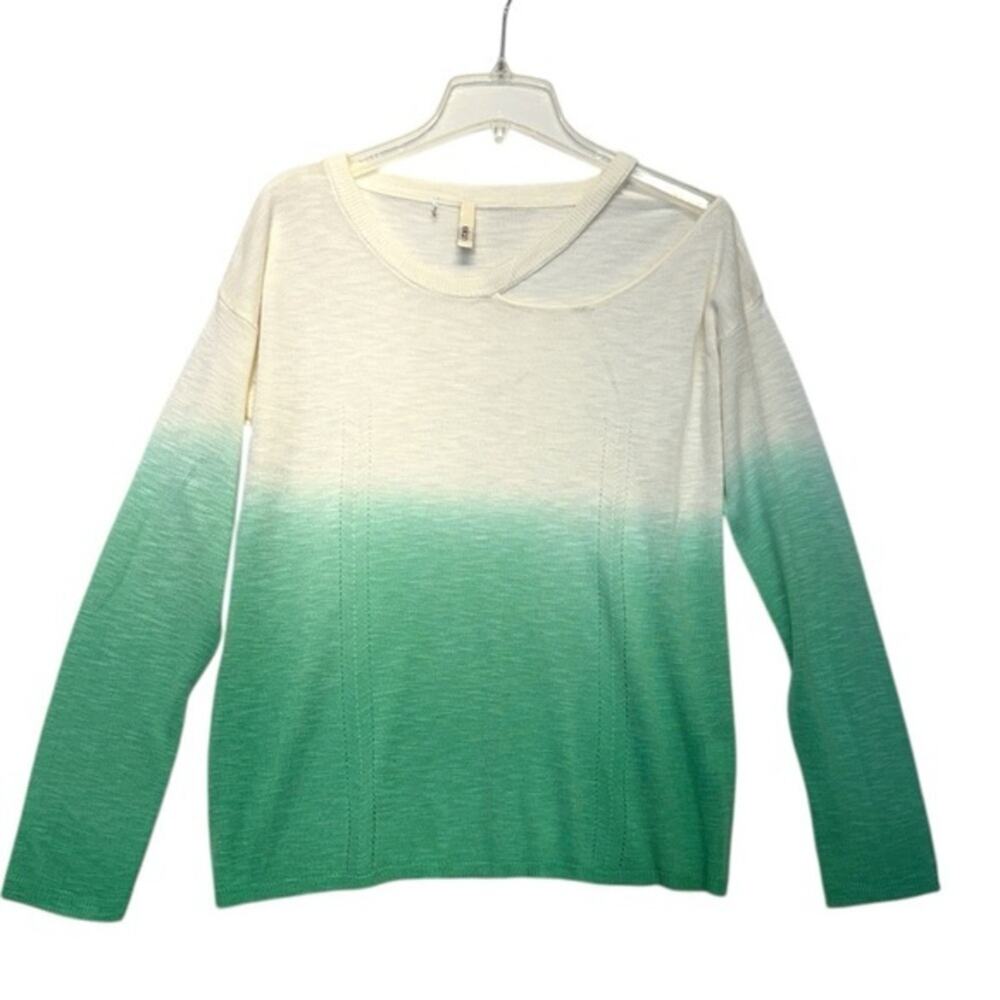 Kelly Green Ombré Sweater Cold Shoulder Cutout Women’s Size Medium